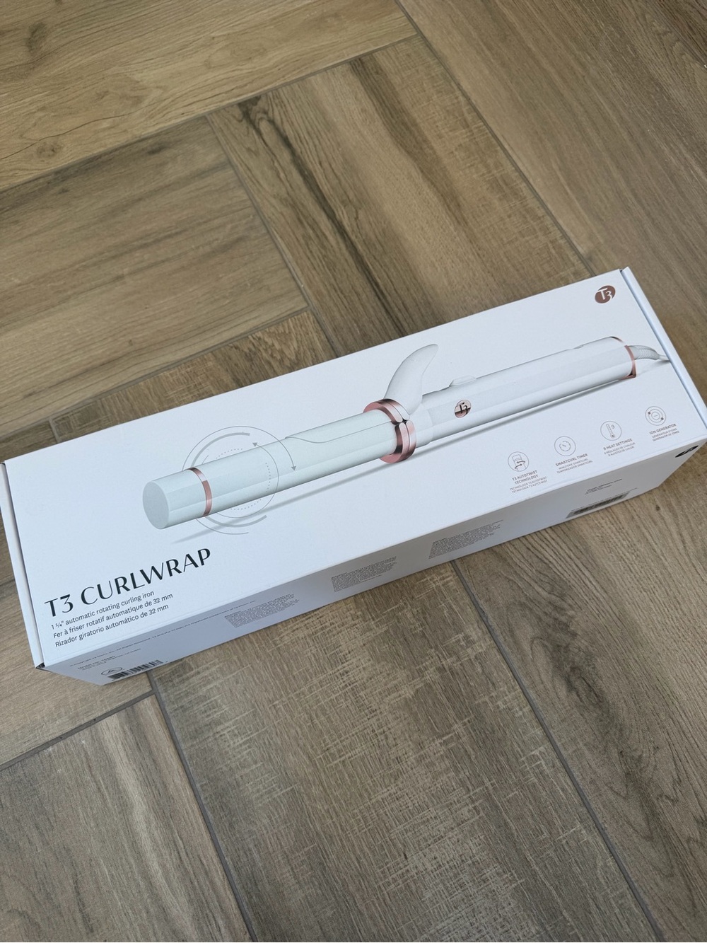 New in box T3 micro CurlWrap 1.25” rotating Curling Iron - White with Rose Gold